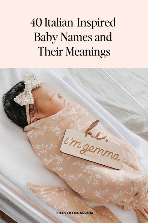 Looking for beautiful baby name inspiration? Read on for 40 Italian baby names that capture Italy's flair for art, beauty, and history. Unique Italian Names, Old Italian Names, Italian Female Names, Italian Names Girl, Italian Baby Girl Names, Italian Boy Names, Italian Girl Names, Edgy Names, Hispanic Baby Names