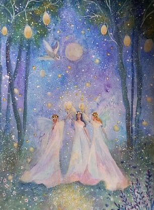 Starry Night Original, Beginning Watercolor, Wild Is The Wind, 동화 삽화, Fairytale Art, Ethereal Art, Fairy Art, Spiritual Art, White Dresses