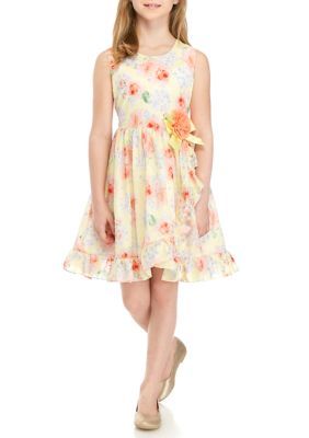 Pastel Floral Dress, Girls Ruffle Dress, Floral High Low Dress, Dress Display, Sundress Dress, Afternoon Dress, Bonnie Jean, Evening Dress Fashion, Coral Dress