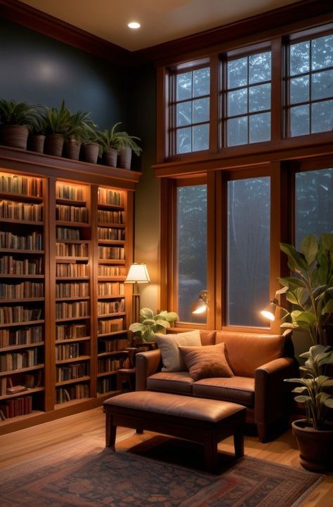 Fancy Home Library, Large Library Room, Light Academia Aesthetic Living Room, Sunroom Bookshelves, Indoor Library, Library Room Aesthetic, Light Academia Living Room, Small Home Library Room, Library Sitting Room