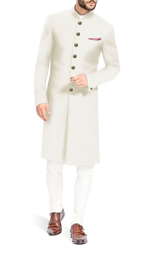 Stylish Partywear Designer Sherwani Wedding Suit Bandhgala Jodhpuri Suit For Men. Sherwani For Men Wedding, Boys Kurta Design, Wedding Kurta For Men, Groom Dress Men, Indian Groom Wear, Wedding Dresses Men Indian, Traditional Suit, Traditional Jacket, Sherwani For Men