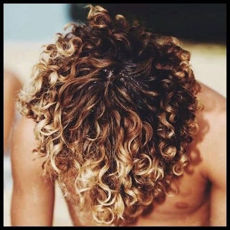 Blonde Highlights Curly Hair, Long Curly Hair Men, Men's Curly Hairstyles, Highlights Curly Hair, Mens Hairstyle, Wavy Hair Men, Men Hairstyles, Black Curly Hair, Blonde Hair With Highlights