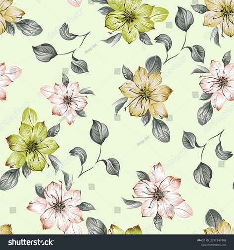 Allover Seamless Design Pattern Printing Textile Stock Illustration 2371840791 | Shutterstock Shutterstock Flower Design, Flower Allover Pattern, Digital Saree, Bunch Flower, Kashmiri Work, Flower Allover, Allover Design, Textile Prints Design, Insta Profile