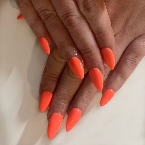 Almond shaped Acrylics, Almond Shaped Acrylics, Fluorescent Orange, Almond Shaped, Us Nails, Almond, Nail Art, Orange, Nails, Beauty