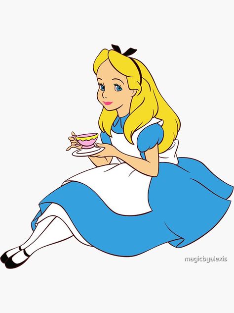 "Alice with Tea" Sticker by magicbyalexis | Redbubble Alice In Wonderland Clipart, Alice In Wonderland Crafts, Decoupage Paper Printable, Alice In Wonderland Illustrations, Alice Liddell, Wonderland Costumes, Poster Boys, Alice In Wonderland Party, Black Stickers