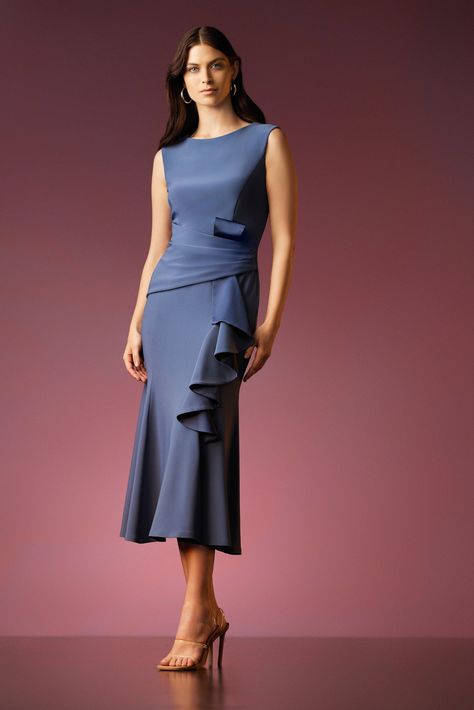 Joseph Ribkoff-231719-3798-Dress-Mineral Blue - The Coach Pyramids Joseph Ribkoff, Moving Sale, Midnight Blue, Editorial, Black Dress, Spandex, Pure Products, Blue