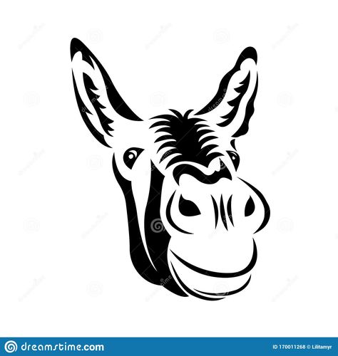 Donkey Tattoo, Tattoo Vector, Logo Animal, Silhouette Drawing, Face Tattoo, Animal Faces, Animal Logo, Moose Art, Stock Illustration