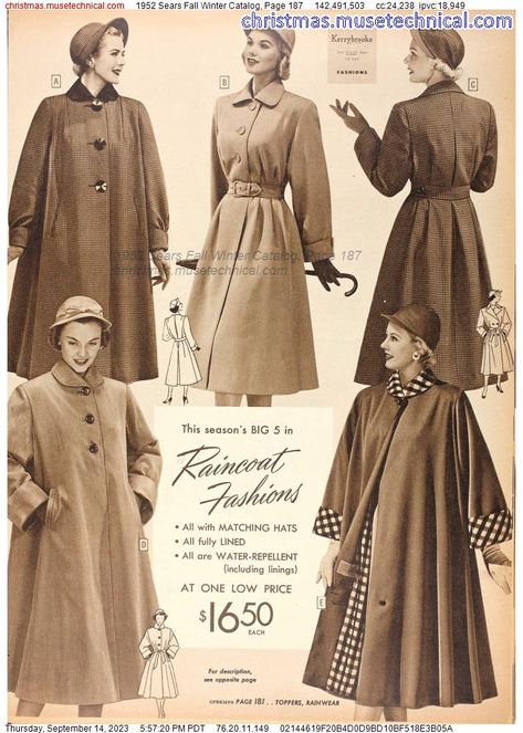 1952 Sears Fall Winter Catalog, Page 187 - Catalogs & Wishbooks 50s Fashion Catalog, 1950s Sears Catalog, 1950 Winter Fashion, 1950s Fashion Catalog, 50s Winter Fashion, 1950s Winter Fashion, Honey Costume, 50s Womens Fashion, 80s Clothes