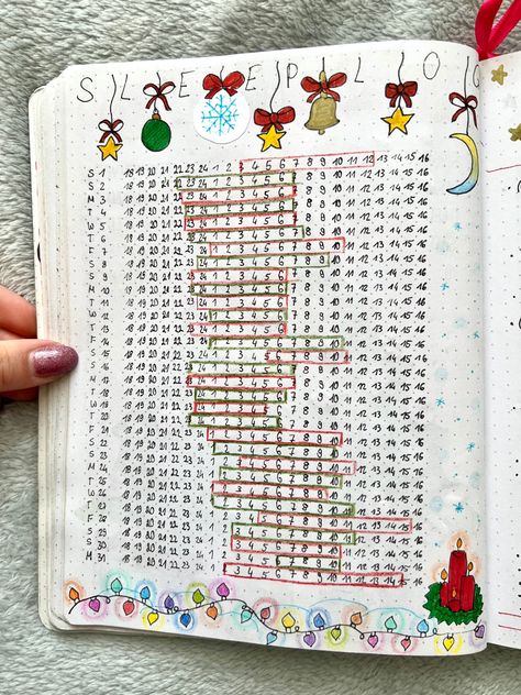 December 2018 Bullet Journal christmas sleep tracker page December Sleep Tracker, December Bullet Journal Mood Tracker, December Tracker, Christmas Tracker, Christmas Draw, Christmas Bullet Journal, Journal December, Bullet Journal Christmas, December Ideas