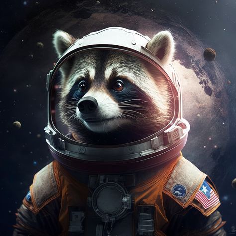 Raccoon Astronaut, Raccoon Tattoo, Trash Pandas, Astronaut Art, Trash Panda, Alien Art, Racoon, Best Pictures, In Space