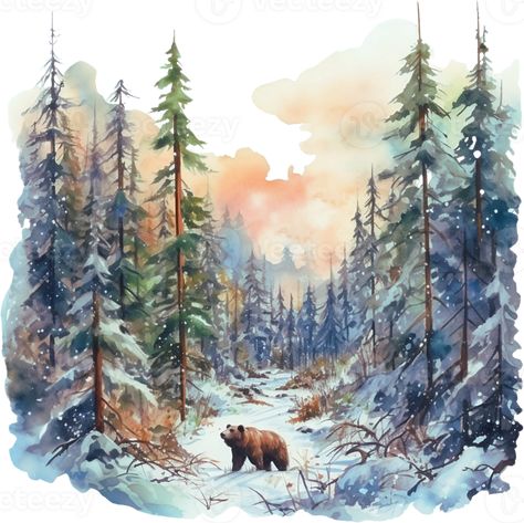 Woodland Winter, Watercolor Woodland, Winter Woods, Mountain Camping, Nature Watercolor, Bear Mountain, Woodland Scene, Winter Wood, Cityscape Photos