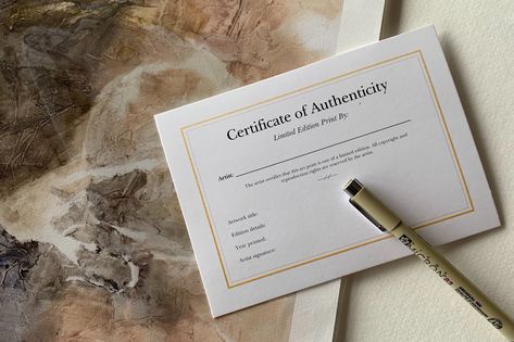 Certificate Of Authenticity Art, Document Printing, Professional Image, Study Motivation Inspiration, Anniversary Jewelry, Artist Signatures, Easy Diy Art, Art Pricing, Art Business