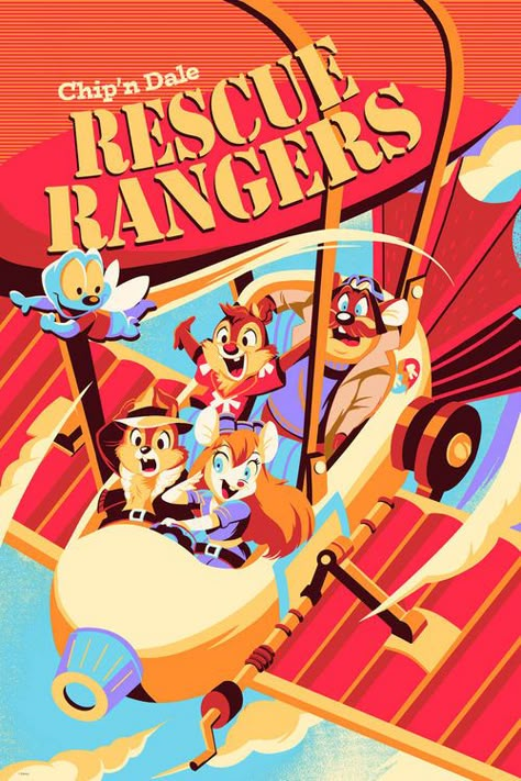 Tom Whalen, Rescue Rangers, Images Disney, Disney Print, Disney Posters, Classic Cartoon Characters, Watch Cartoons, Chip And Dale, Classic Cartoons