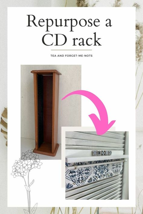 Dvd Stand Repurpose, Dvd Tower Repurpose Ideas, Repurposed Dvd Rack, Upcycle Dvd Rack, Dvd Shelf Repurpose, Dvd Rack Repurpose Ideas, Cd Rack Repurpose Ideas, Cd Storage Ideas, Dvd Stand