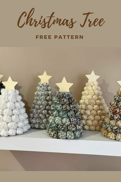 Bobble Christmas Tree Crochet, Free Crochet Christmas Tree Patterns, Bobble Christmas Tree, Seasons Decorations, Christmas Tree Crochet, Crochet Christmas Trees Pattern, Tree Crochet, Crochet Holiday, Crochet Bobble