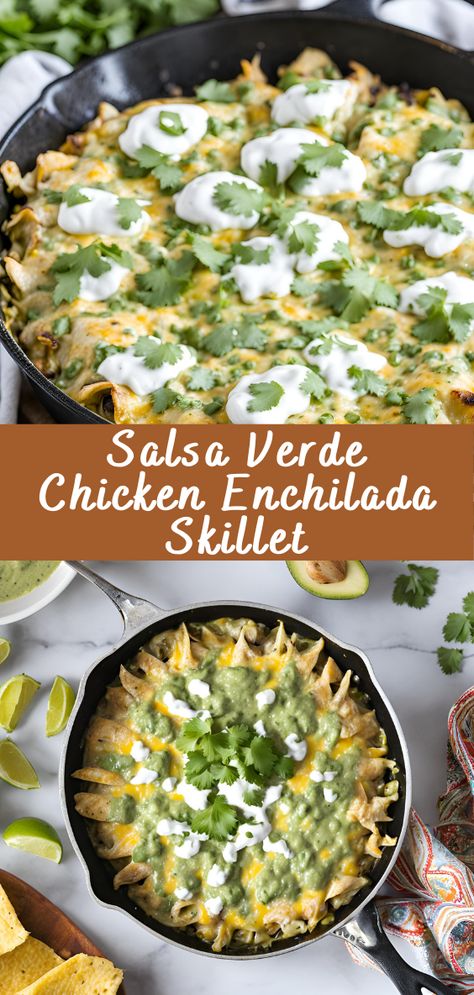 Chicken Enchilada Recipe Green Sauce, Green Chili Chicken Skillet, Salsa Verde Chicken Skillet, Easy Salsa Verde Chicken Enchiladas, Green Chile Chicken Skillet Enchiladas, Roasted Tomatillo Salsa Verde Chicken Enchiladas, Salsa Verde Enchiladas, Salsa Verde Chicken Enchiladas, Healthy Chicken Enchiladas