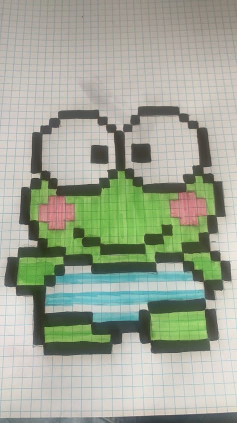 Pixel Sanrio, Hello Kitty Pixel Art, Rivers Gg, Sanrio Keroppi, Easy Pixel Art, Pixel Drawing, Helix Piercings, Pixel Art Grid, Iq Test