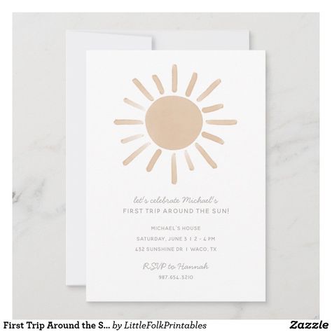 First Trip Around the Sun 1st Birthday Invitation Sunshine Baby Shower Invitations, First Trip Around The Sun, Sunshine Girl, Sunshine Baby Showers, Girl Birthday Party Invitations, Boho Baby Shower Invitations, Sunshine Birthday, Boho Birthday, Ray Of Sunshine