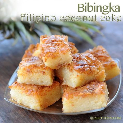 Bibingka - Filipino Coconut Cake - my nick name from my parents is because of this cake!! ❤️ Cassava Bibingka Recipe, Filipino Cake, Bibingka Recipe, Filipino Food Dessert, Coconut Cake Recipe, Sweet Rice, Filipino Desserts, Gateaux Cake, Asian Desserts