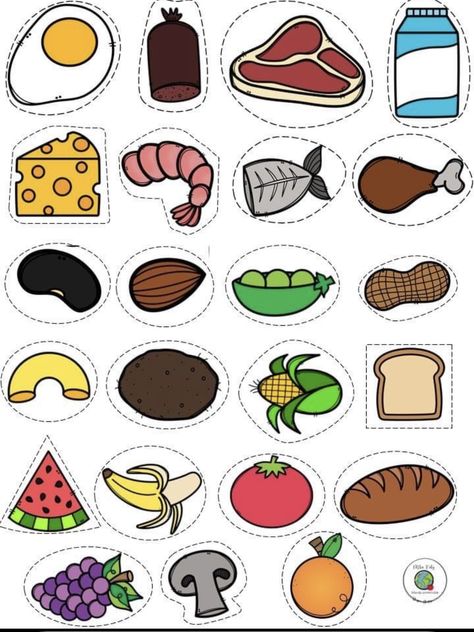 Nutrition Theme Preschool Crafts, Food Clipart Free Printable, Foods Printable, Healthy Food Activities, Easter Hair Accessories, Kraf Kertas, Easter Hairstyles For Women, Food Activities, Kindergarden Activities