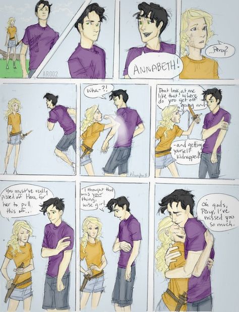 I love the look he has after she punches him. it's like a baby who had it's pacifier taken away! Aww Annabeth Chase And Percy Jackson, Percabeth Headcanon, Percabeth Fan Art, Mark Of Athena, Zio Rick, Percy Jackson Ships, Percy Jackson Head Canon, Percy And Annabeth, Percy Jackson Fan Art