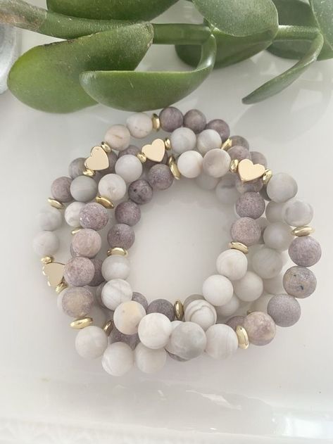 Marble Beaded Bracelets, Natural Stone Bracelet Ideas, Bead Bracelet Ideas Aesthetic, Bead Bracelet Design Ideas, Marble Bracelets, Stretch Beaded Bracelets Diy, Cristal Bracelet, قلادات متدلية, Marble Bracelet