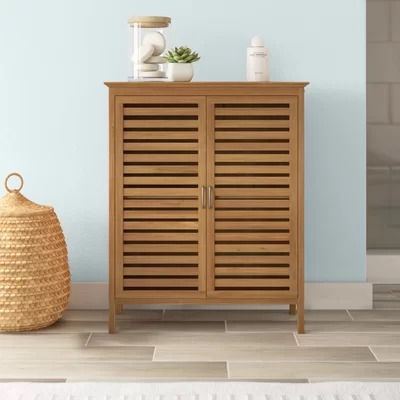 My Favorites Lists | Wayfair Slim Cabinet, Bathroom Standing Cabinet, Organizing Bathroom Cabinets, Freestanding Bathroom Cabinet, Brown Bathroom, Water Table, Bathroom Storage Organization, Bamboo Frame, Cabinet Shelving