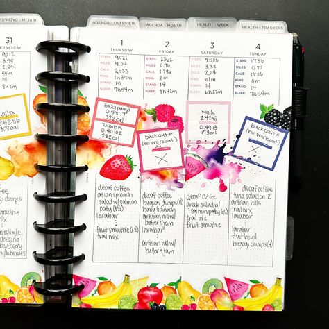 AFTER THE PEN 😀📒🍎🍊🍌🍐🫐 Health Planner - Health & Fitness Layout Summer Fruits theme Stickers: @the_happy_planner @live.love.posh PET Tape: @journalsayshop Insert: @squairdshop #afterthepen #beforethepen #happyplannerfitness #happyplannerwellnesslayout #wellnesshappyplanner #healthplanner #linedverticallayout #fitnesshappyplanner #happyplannerwellness #classichappyplanner #happyplannerclassic #decorativeplanner #weeklylayout #verticalplanner #plannerspread #plannerlayout #thehappyplanner #... Happy Planner Calendar Layout, Happy Planner Monthly Layout Ideas, Monthly Layout Happy Planner, Fitness Happy Planner, Planner Monthly Layout, Mambi Happy Planner Layout, Happy Planner Botanical Layout, Body Pump, Health Tracker