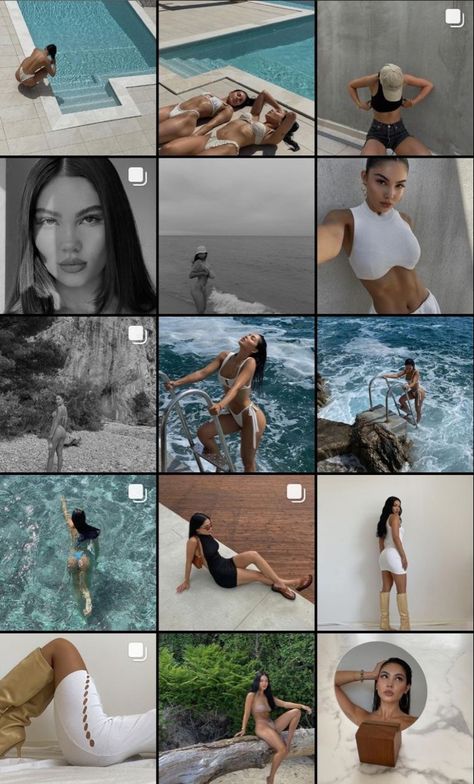 Social Media Feed Aesthetic, Aesthetic Ig Feed Ideas, Model Instagram Feed, Amanda Aesthetic, Instagram Feed Ideas Aesthetic, Minimal Instagram Feed, Shimmery Dresses, Summer Instagram Feed, Amanda Khamkaew