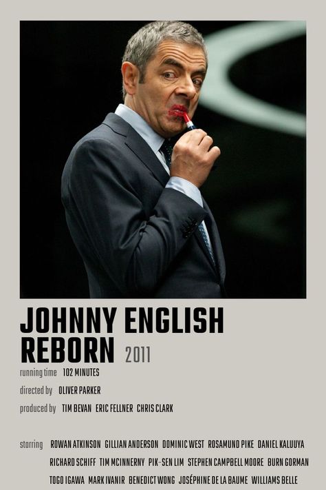 Stephen Campbell Moore, Johnny English Reborn, Johnny English, English Posters, Movie Hacks, Iconic Movie Posters, Movie Wall Art, Rosamund Pike, English Movies