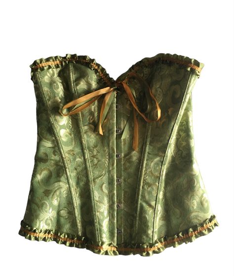 Digital Wardrobe, Overbust Corset, Gold Ribbon, Gold Ribbons, Green And Gold, Ribbon, Wardrobe, Green, Gold