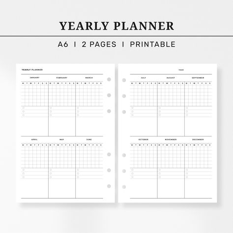 Yearly Checklist, Yearly Planner Printable, Exam Planner, Organised Chaos, Quarterly Planner, Undated Calendar, Yearly Overview, Student Planner Printable, Annual Planner