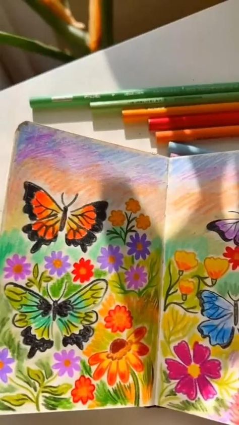 Colored Pencil Flowers Simple, Book With Flowers Drawing, Colored Pencil Doodles, Open Book With Flowers, Crochet Chocolate, Book With Flowers, Vintage Breakfast, Easy Tattoo, Nature Makeup