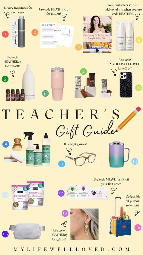 Visit here to check out Gift Guides: 16 Unique End Of Year Teacher Gifts on My Life Well Loved! If you are looking for end of year teacher gifts, then this is the blog post for you! Get inspired to try out these teachers' gift guides. You will love these gift ideas for teachers this blog post has to offer as well. Be sure to try out these teachers' gift ideas. There is nothing better than showing appreciation to teachers by end of the year. Unique Teacher Gifts End Of Year, Presents For Teachers End Of Year, Year End Teacher Gift Ideas, End Of Year Gifts For Teachers, New Teacher Gift Basket, End Of School Year Gifts For Teachers, End Of The Year Teacher Gift Ideas, Teachers Gifts End Of Year, Teacher End Of Year Gifts