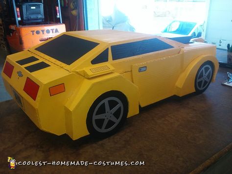 Coolest 1000+ Homemade Costumes You Can Make! Bumblebee Diy Costume, Kids Transformer Costume Diy, Transformers Cardboard Costume, Car Costume Diy, Car Halloween Costumes, Diy Transformer Costume, Diy Bumblebee Costume, Bumble Bee Transformer Costume, Transformer Halloween Costume