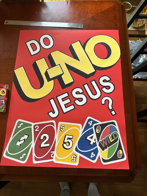 Christian Classroom Decor Ideas, Uno Bulletin Board Ideas, Youth Ministry Room Ideas, Cute Poster Ideas For School Projects, Youth Room Ideas Church, Christian Bulletin Board Ideas, Church Bulletin Board Ideas, Youth Ministry Room, Bible School Themes