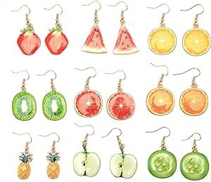 Kiwi Earrings, Weird Fruit, Funky Fruit, Lemon Earrings, Earring Hanger, Earrings Funky, Funny Earrings, Cheap Earrings, Food Earrings