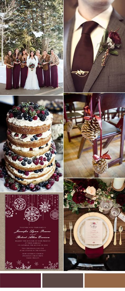 burgandy cozy  winter wedding color ideas Wedding Color Combos, Maroon Wedding, Winter Wedding Colors, Wedding Color Inspiration, Winter Wedding Inspiration, Winter Wonderland Wedding, Fall Wedding Colors, Wonderland Wedding, Winter Wedding Dress