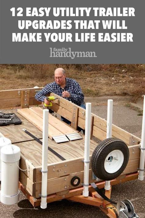 Utility Trailer Rebuild, Trailer Ideas Utility, Camping Gear Trailer Diy, Lawn Care Trailer Setup Diy, Garden Trailer Ideas, Trailer Sides Ideas, Utility Trailer Storage Ideas, Trailer Fenders Ideas, Kayak Trailer Diy