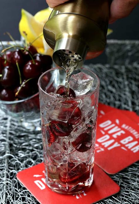 Make a Cherry Bomb 7 & 7 for a fun and tasty happy hour cocktail! #sevenandseven #seagrams #cherry #7up #cocktails Seagrams 7 Recipes, Seagrams 7, Happy Hour Cocktails, Fresh Cherries, Coconut Rum, Cherry Flavor, Three Ingredient, Cherry Bomb, Cocktail Hour