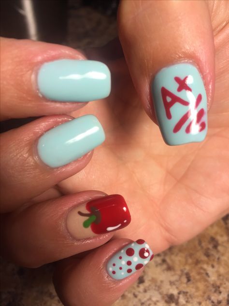 Back to school nail art! Nails by Zeta. Charles Penzone Grand Salon. Polaris Parkway, Lewis Center Ohio  Nail tech Columbus, Ohio focusing on trends and nail art. School Nail Art, Famous Hairstyles, Mermaid Braid, Natural Nail Art, Back To School Nails, School Nails, Hair Makeover, Diy Beauty Hacks, Art Nails