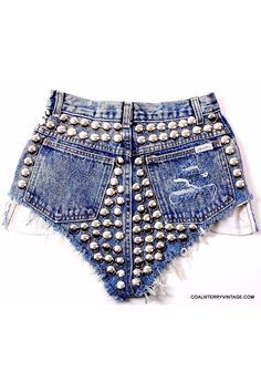 Beyoncé's Exact Coal N Terry Vintage Back Studded Denim Cutoff Studded Shorts, Studded Denim, Custom Denim, Cutoff Shorts, Denim Cutoff Shorts, Denim Cutoffs, Latest Outfits, Cut Off Shorts, High Waisted Denim