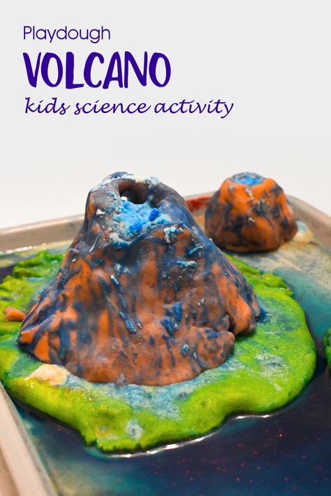 Play Dough Volcano, Volcano Eyfs Activities, Play Doh Volcano, Homemade Volcano Kids, Volcano Bulletin Board, Volcano Crafts, Kids Volcano Experiment, Volcano Project For Kids, Science Volcano