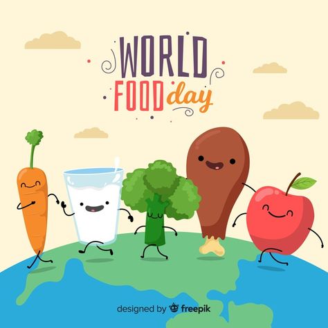 World Food Day Creative Ads, Hari Gizi, World Food Day, Background Food, Food Day, Eid Crafts, Hand Doodles, Restaurant Menu Template, Cute Good Morning Images