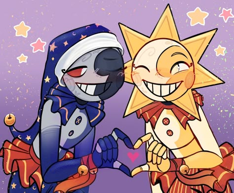 Sun And Moon Matching, Sun X Moon, Sundrop And Moondrop, Sundrop Moondrop, Fnaf Crafts, Demon Baby, Sun And Moon Drawings, Moon Eclipse, Moon Drawing