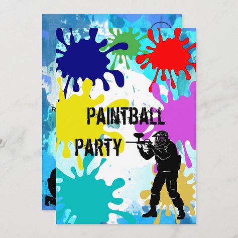 Paintball Party, 10th Birthday Invitation, 13th Birthday Invitations, Modern Birthday Party, 16th Birthday Invitations, 21st Birthday Invitations, Modern Birthday, Fun Invitations, 30th Birthday Invitations