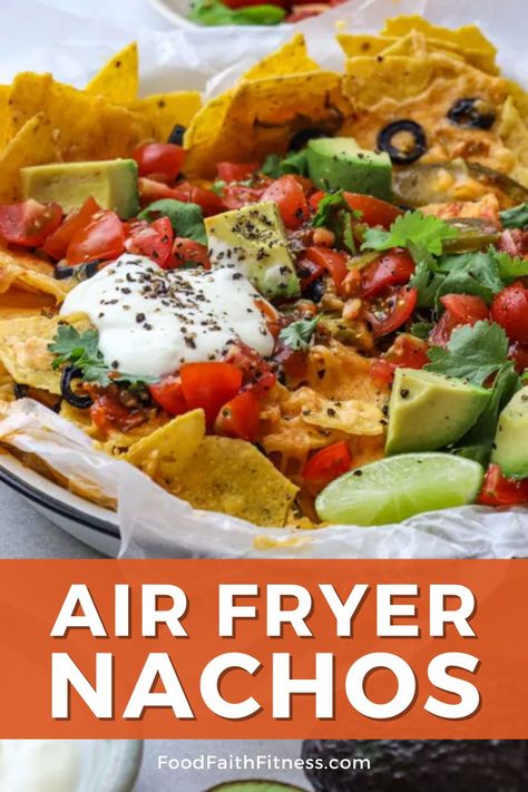 Try homemade Air Fryer Nachos! Quick prep, delicious flavor. Top with veggies, cheese, salsa. Enjoy guilt-free snacking! Nachos In Air Fryer, Nachos At Home, Fry Nachos, Air Fryer Nachos, How To Make Nachos, Homemade Taco Seasoning Recipe, Nachos Recipe Easy, Cooks Air Fryer, Air Fry Recipes