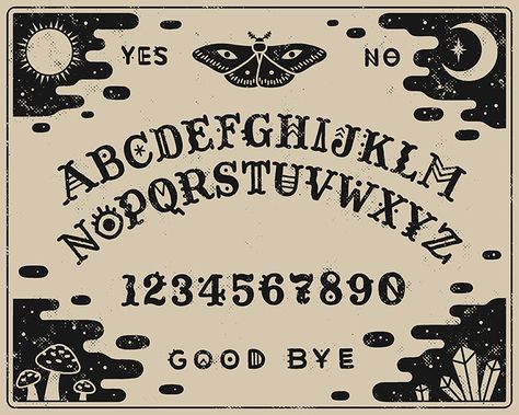 Ouija Board Design, Spirit Board, Halloween Fonts, Ouija Board, Witchy Woman, Board Design, 로고 디자인, Dark Art, Art Boards