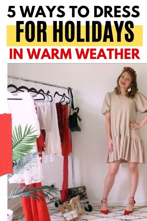 warm weather christmas outfits Warm Weather Christmas Outfits Women, Christmas In Miami Outfits, Christmas Outfits For Warm Weather, Warm Weather Holiday Outfit, Christmas Outfit Warm Weather, Hot Weather Christmas Outfit, Christmas Outfit Hot Weather, Christmas Beach Outfit, Christmas Day Outfit Summer