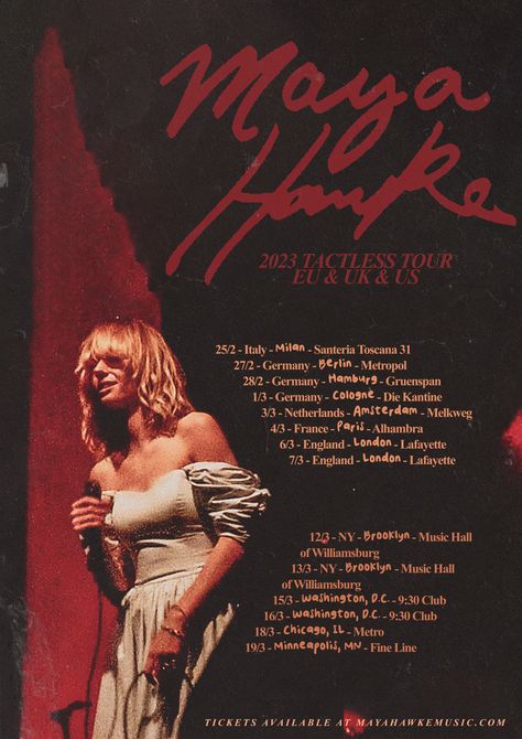 Maya Hawke Music, Maya Hawke Poster, Music Tour Poster, Fangirl Posters, Tour Poster Design, Macbook Photos, Maya Hawk, Poster 2023, Maya Hawke